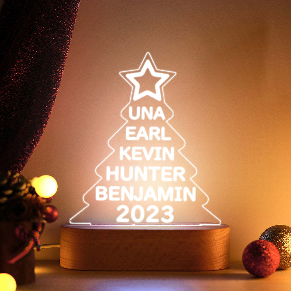 Benutzerdefinierte Familiennamen Weihnachtsbaum Nachtlicht Bunte Acryllampe Weihnachtsgeschenke - meinemondlampe