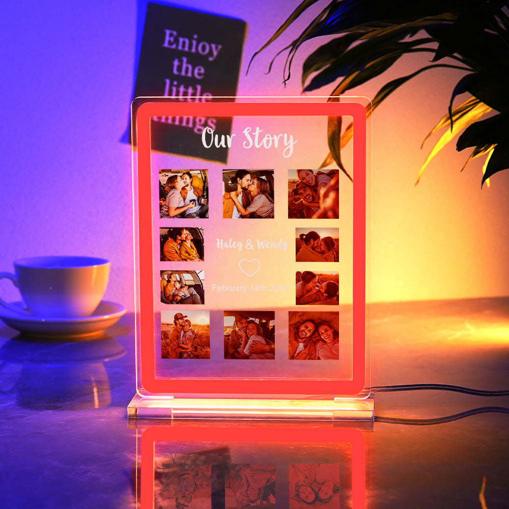 Mehrere Bildanpassungen, Farbiges Nachtlicht, Personalisiertes Neonlichtschild, Valentinstagsgeschenk - meinemondlampe