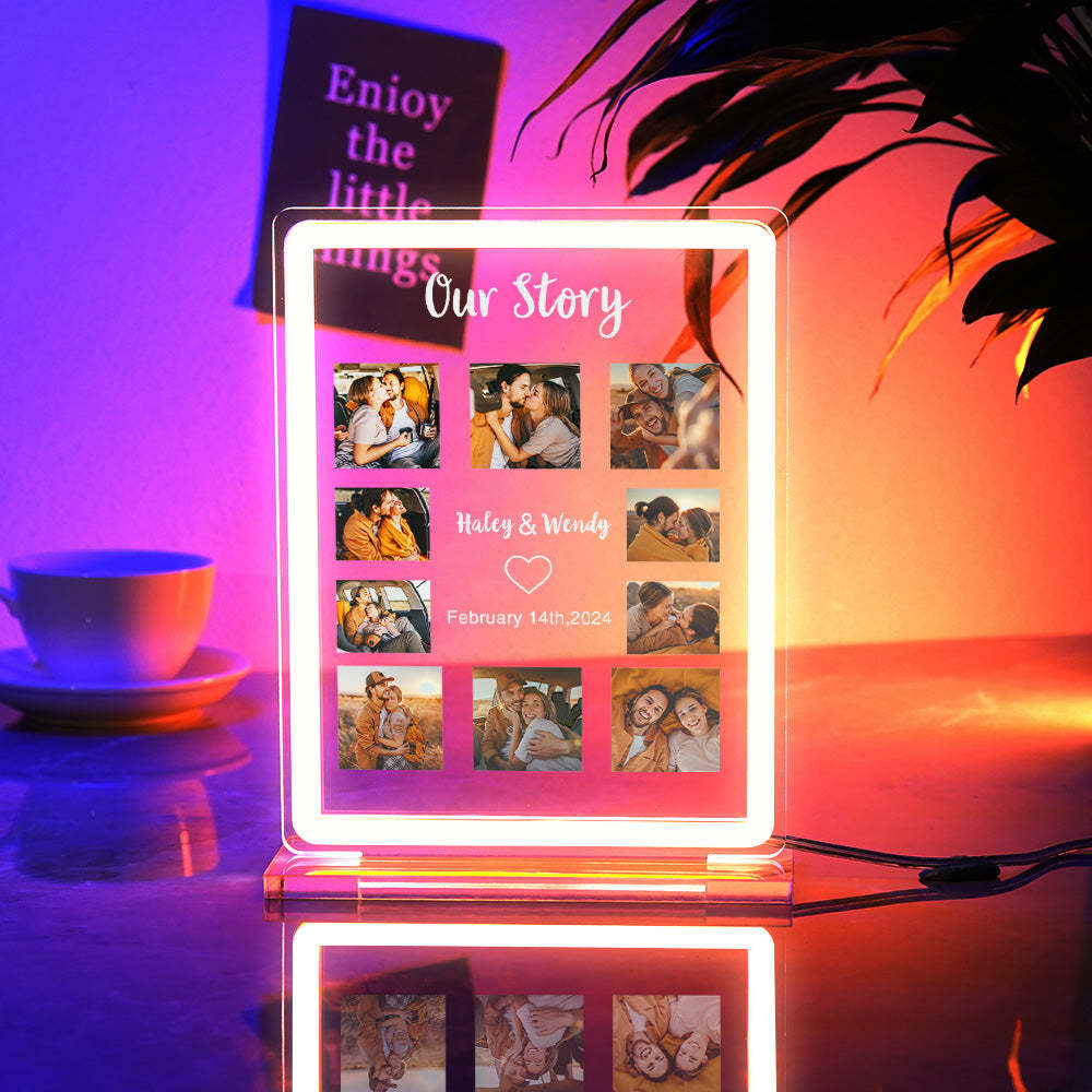 Mehrere Bildanpassungen, Farbiges Nachtlicht, Personalisiertes Neonlichtschild, Valentinstagsgeschenk - meinemondlampe