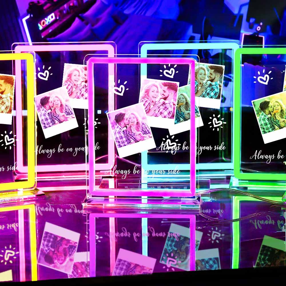 Individuelles Polaroid-fotodesign, Neon-nachtlicht, Bunte Acryl-plakettenlampe, Geschenke Für Paare - meinemondlampe
