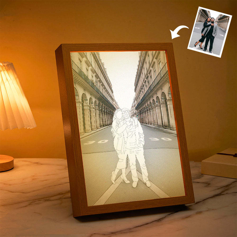 Personalisierte Lampe, Individuelles Foto-line-art-licht, Valentinstagsgeschenke Für Sie - meinemondlampe
