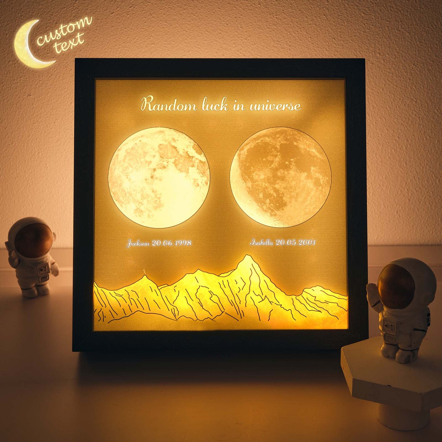 Individuelles Foto Geburt Mondphase Nachtlicht Warm Verstellbare Led Box Lampe Liebesgeschenk - meinemondlampe