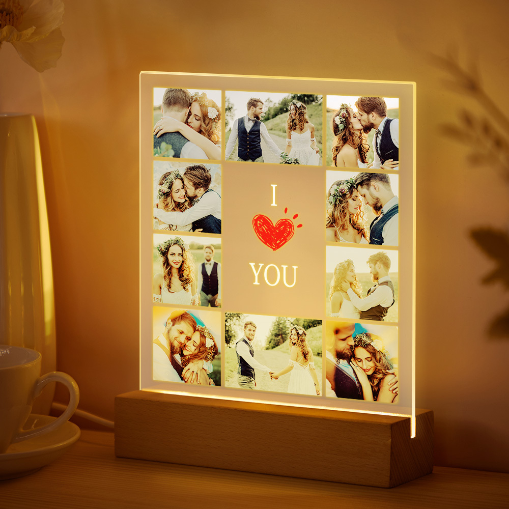 Personalisierte Foto Acryl Led Liebe Nachtlicht Valentinstag Hochzeit Jahrestag Geschenke - meinemondlampe