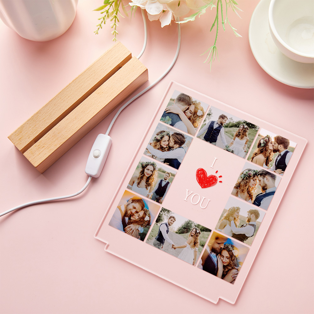 Personalisierte Foto Acryl Led Liebe Nachtlicht Valentinstag Hochzeit Jahrestag Geschenke - meinemondlampe