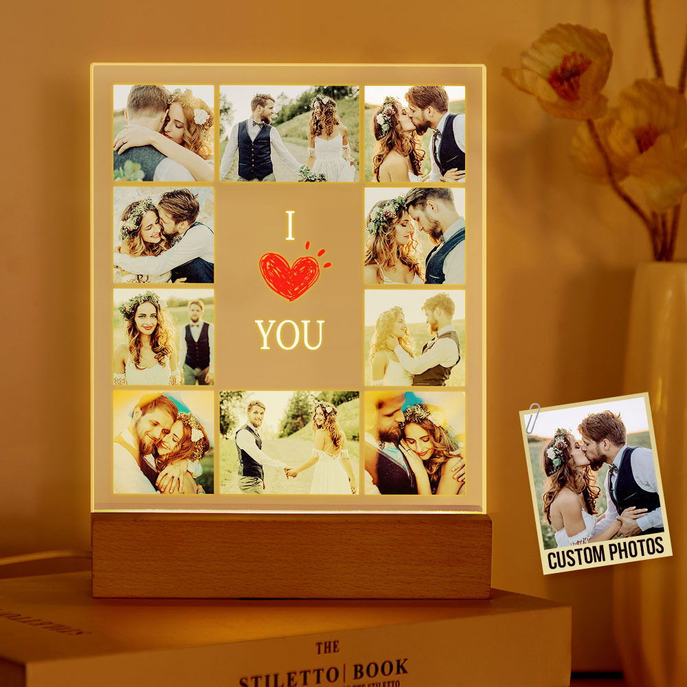 Personalisierte Foto Acryl Led Liebe Nachtlicht Valentinstag Hochzeit Jahrestag Geschenke - meinemondlampe