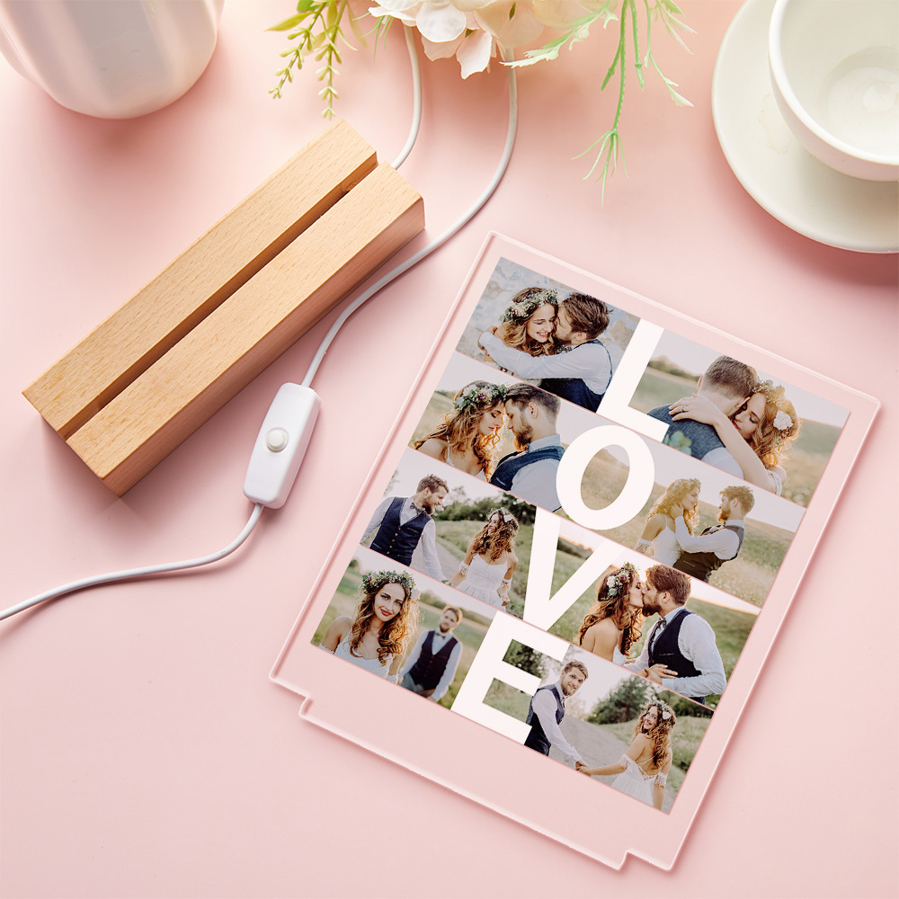 Personalisierte Foto Acryl Led Liebe Nachtlicht Valentinstag Hochzeit Jahrestag Geschenke - meinemondlampe