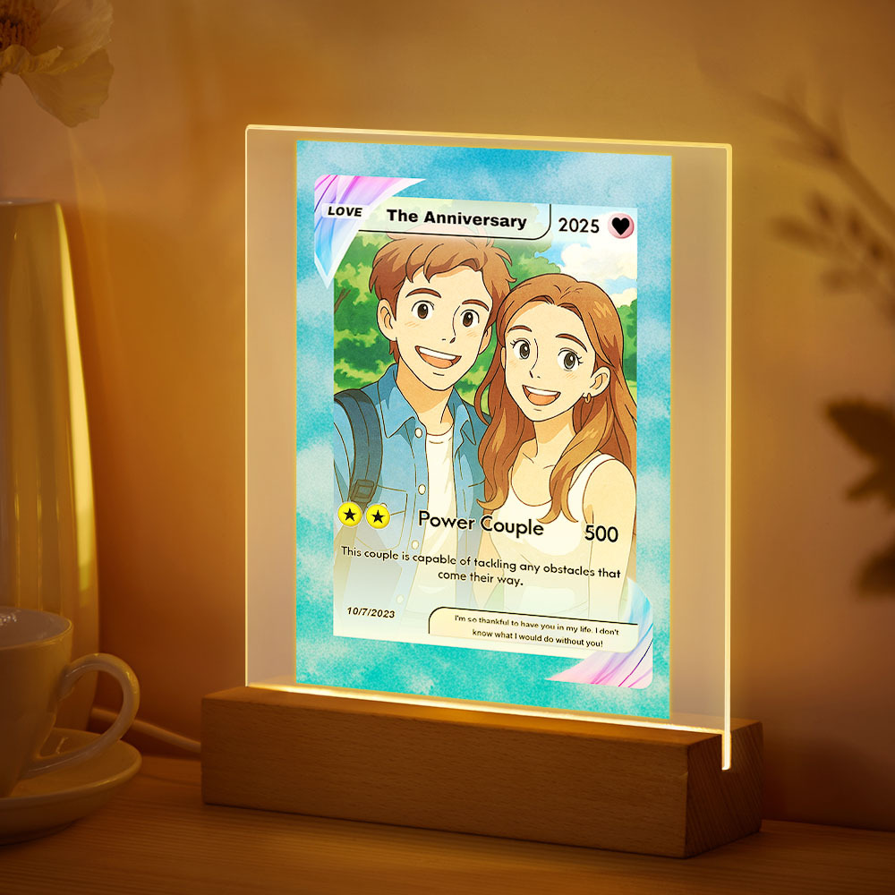 Personalisiertes Acryl-led-cartoon-nachtlicht, Individuelle Fotos, Licht, Jahrestagsgeschenke - meinemondlampe