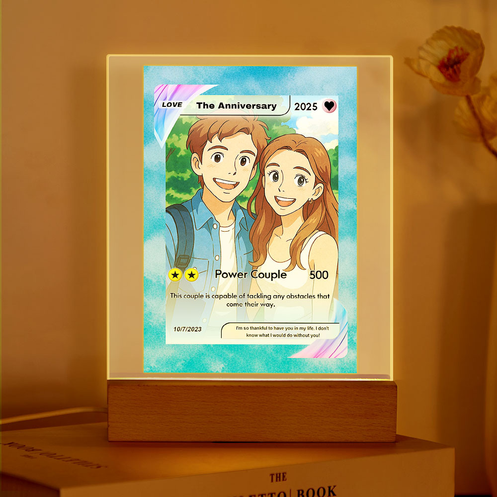 Personalisiertes Acryl-led-nachtlicht Mit Cartoon-fotos, Jubiläumsgeschenk, Benutzerdefinierte Fotos, Lichtgeschenke Für Paare - meinemondlampe