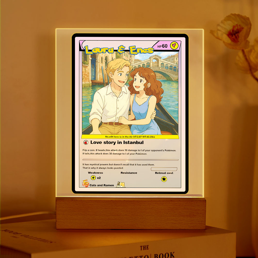 Personalisiertes Acryl-led-nachtlicht Mit Cartoon-fotos, Jubiläumsgeschenk, Benutzerdefinierte Fotos, Lichtgeschenke Für Paare - meinemondlampe
