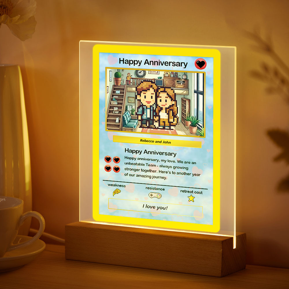 Personalisiertes Acryl-led-cartoon-nachtlicht, Individuelle Fotos, Licht, Jahrestagsgeschenke - meinemondlampe