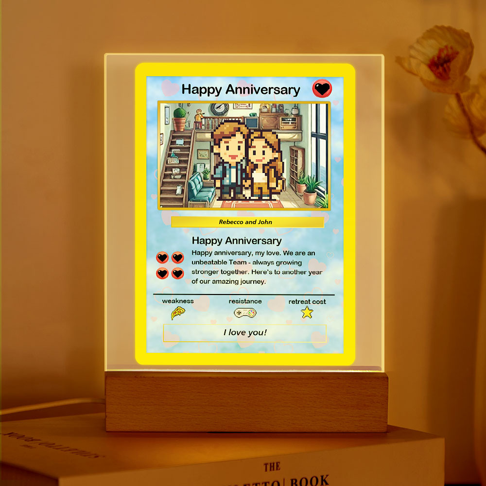 Personalisiertes Acryl-led-nachtlicht Mit Cartoon-fotos, Jubiläumsgeschenk, Benutzerdefinierte Fotos, Lichtgeschenke Für Paare - meinemondlampe
