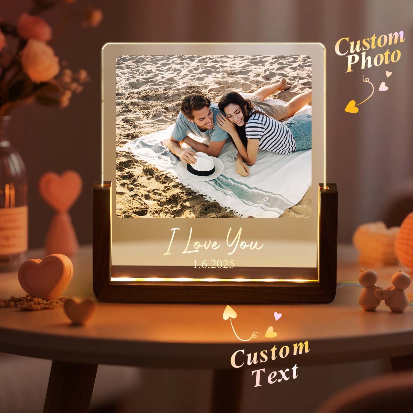 Led-nachtlicht Aus Acryl Als Jubiläumsgeschenk, Individuell Mit Fotos Und Text, Zum Aufheben Jeder Schönen Erinnerung, Geschenk Für Paare - meinemondlampe
