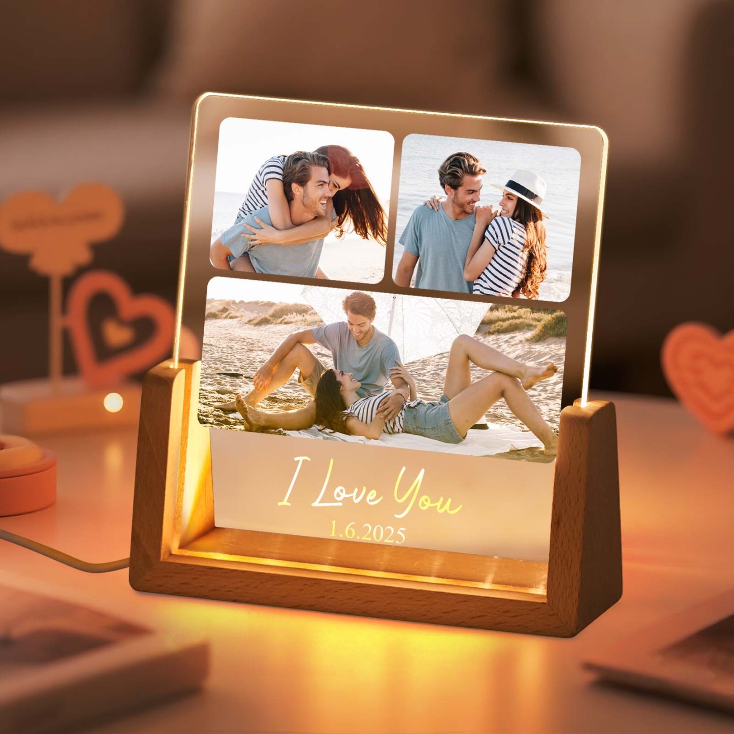 Led-nachtlicht Aus Acryl Als Jubiläumsgeschenk, Individuell Mit Fotos Und Text, Zum Aufheben Jeder Schönen Erinnerung, Geschenk Für Paare - meinemondlampe