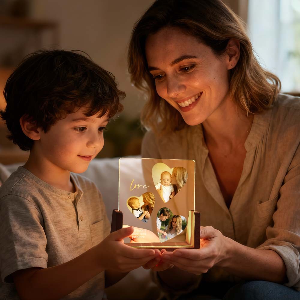 Personalisierte Acryl-nachtleuchte Mit Foto-timeline, Foto- Und Text-led-lampe, Geschenk Zum Muttertag - meinemondlampe