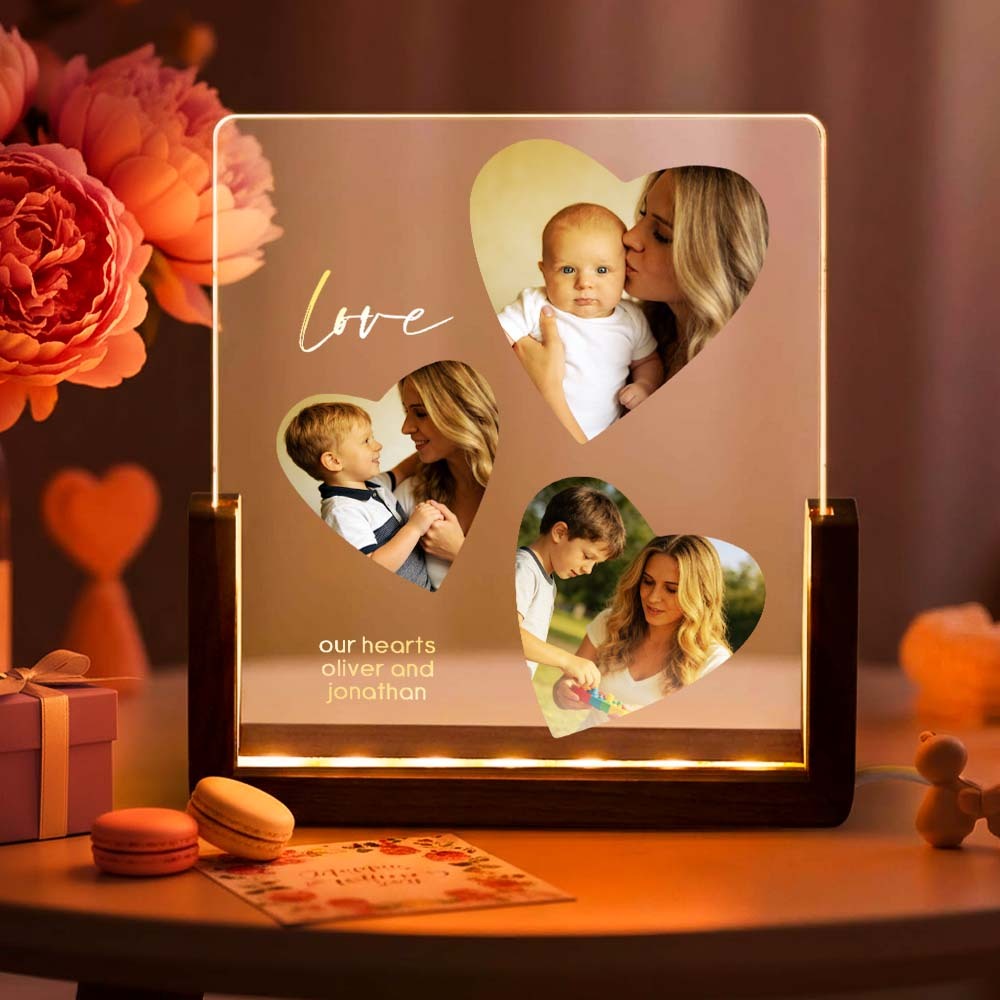 Personalisierte Acryl-nachtleuchte Mit Foto-timeline, Foto- Und Text-led-lampe, Geschenk Zum Muttertag - meinemondlampe