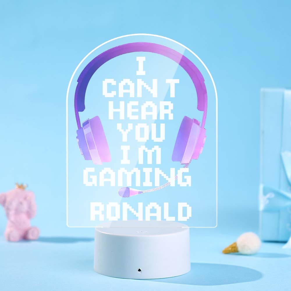 Personalisiertes Rosa Gaming-led-farbwechsel-nachtlicht Für Jungen, Die Ich Spiele - meinemondlampe