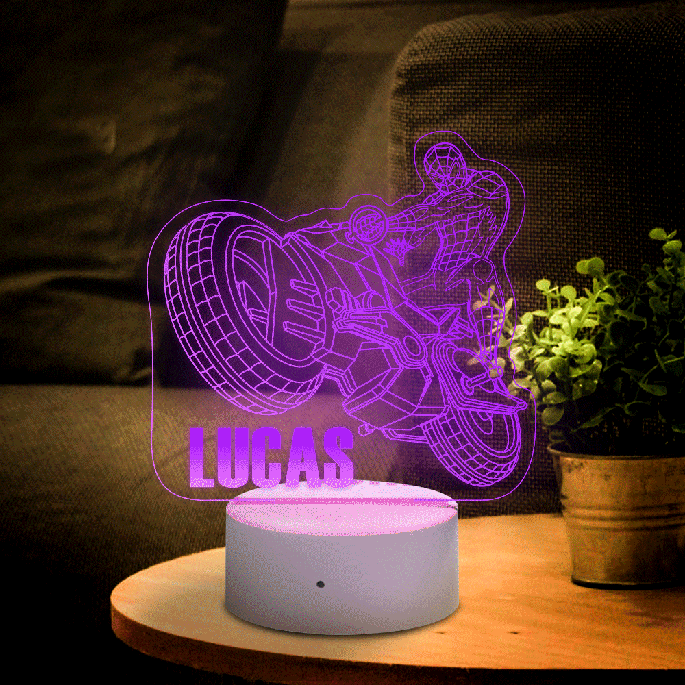 Personalisierter 3d-illusions-spider-man Mit Benutzerdefiniertem Namensnachtlicht - meinemondlampe