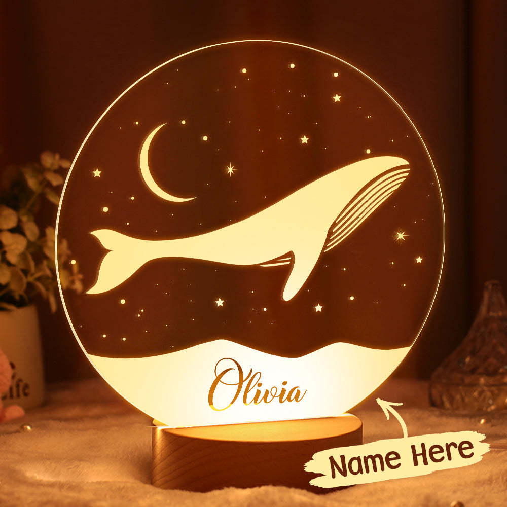 Kinderzimmerlampe Kid Night Light Whale Mit Benutzerdefiniertem Namen Multi Color - meinemondlampe