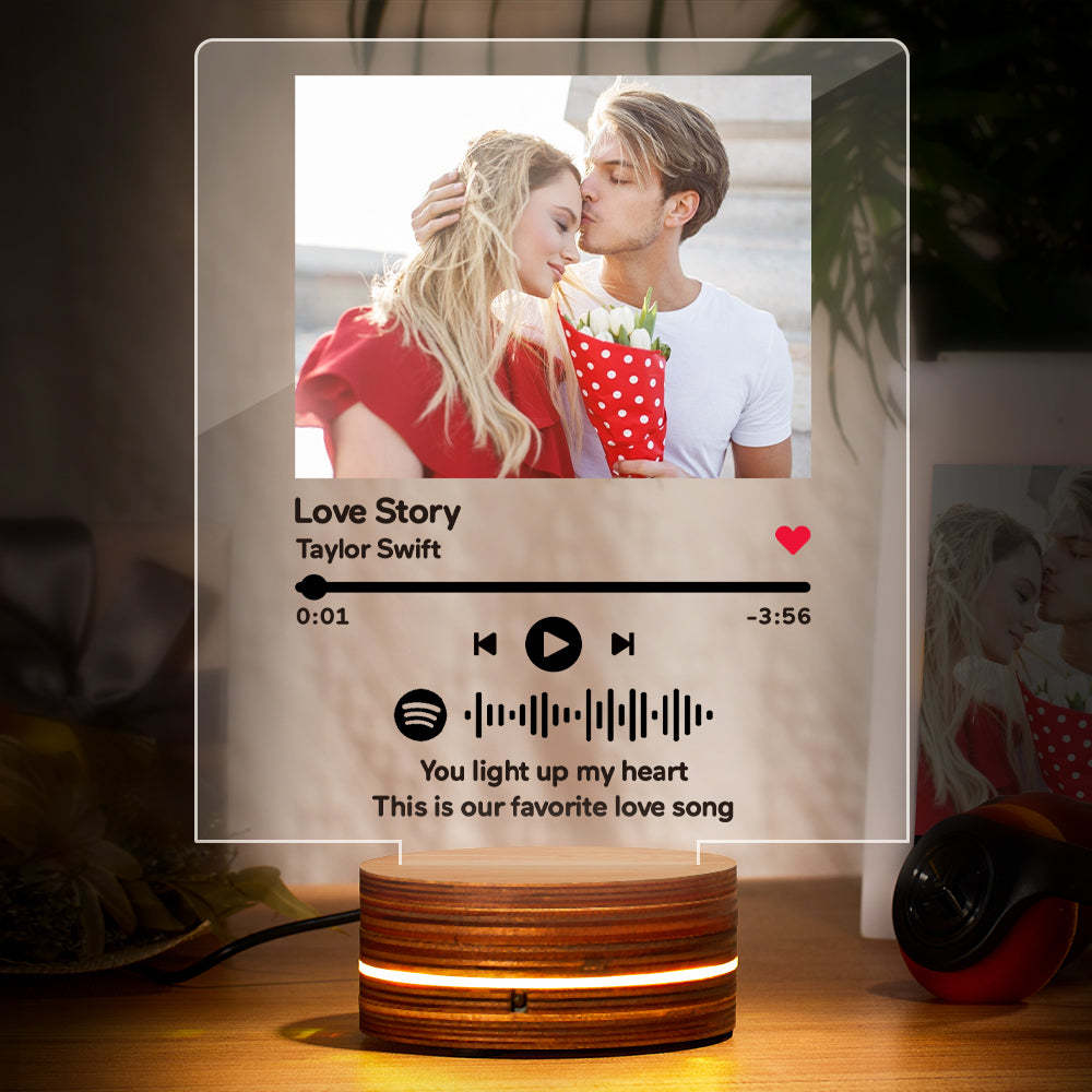 Benutzerdefiniertes Foto Spotify Code Nachtlicht Musikplakette Nachtlicht Romantisches Geschenk - meinemondlampe