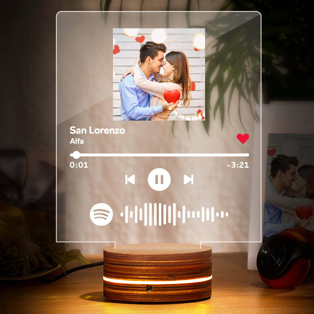 Personalisiertes Foto Spotify Code Nachtlicht Custom Song Lampe Paare Geschenk - meinemondlampe