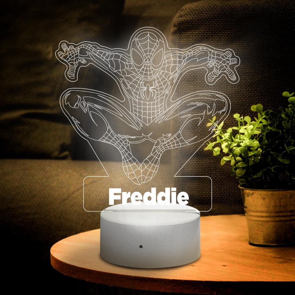 Personalisierter 3d-illusions-spider-man Mit Benutzerdefiniertem Namensnachtlicht - meinemondlampe