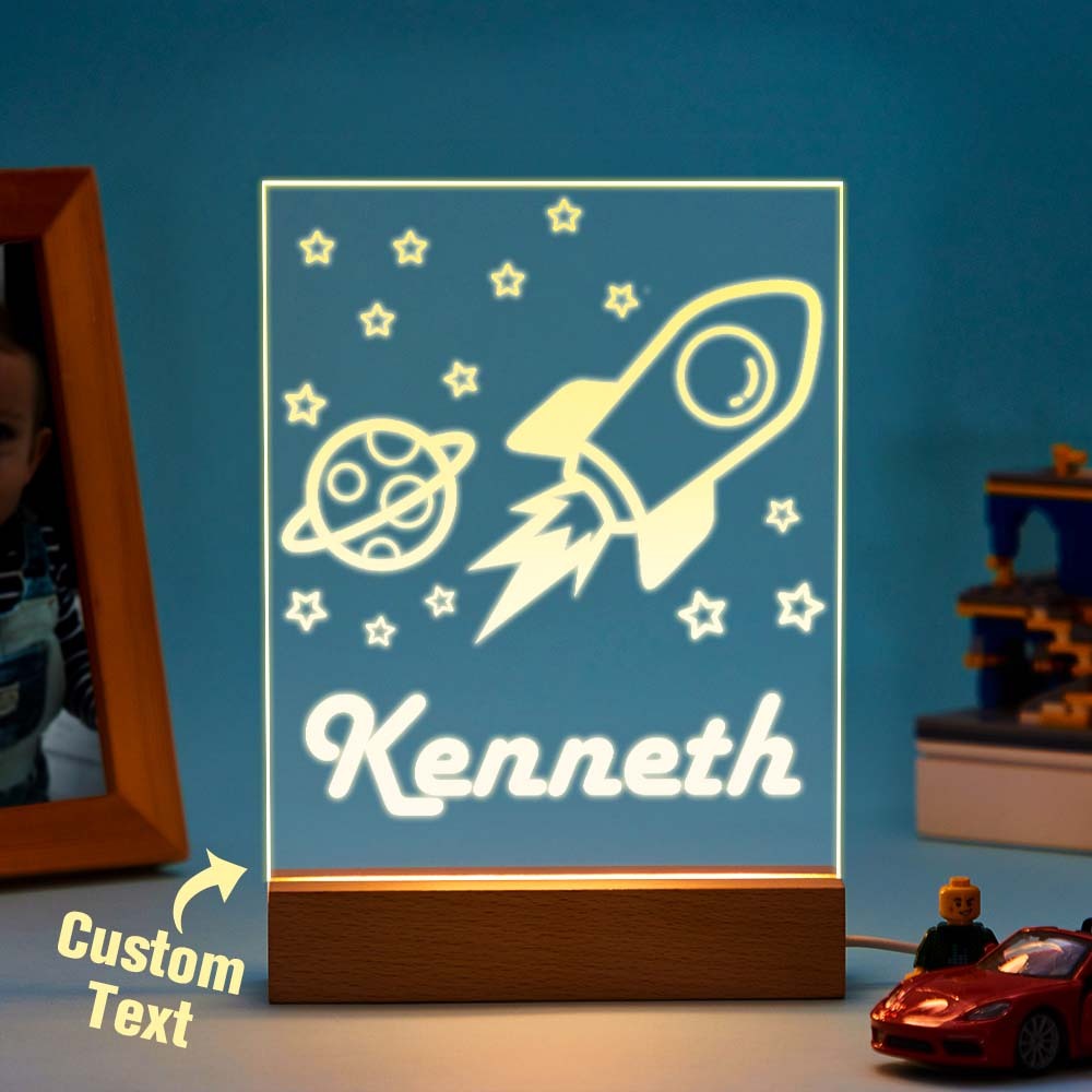 Astronaut Nachtlicht Mit Personalisiertem Namen - Dekoration Zimmer Baby Boy Geschenk Geburt Personalisierbar - meinemondlampe