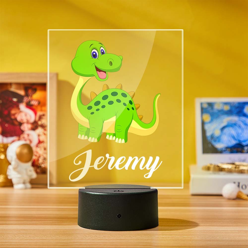 Personalisiertes Dinosaurier-nachtlicht, Geburtstagsgeschenk, Kinder, Mehrfarbig, Nachttischlampe, Schreibtischlampe, Personalisiertes Geschenk - meinemondlampe