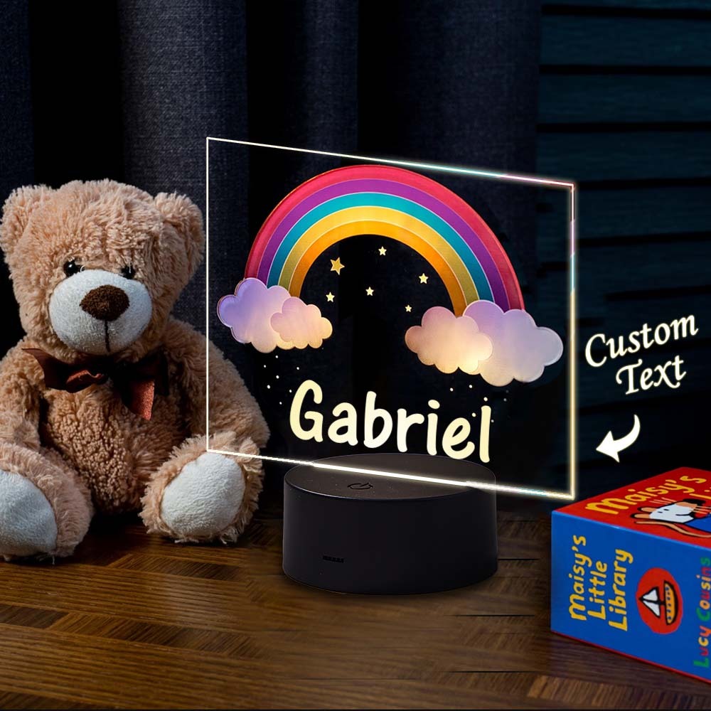 Personalisierte Hauptdekorations-regenbogen-lampe Mit Benutzerdefiniertem Namens-nachtlicht-led-licht Für Kinder - meinemondlampe