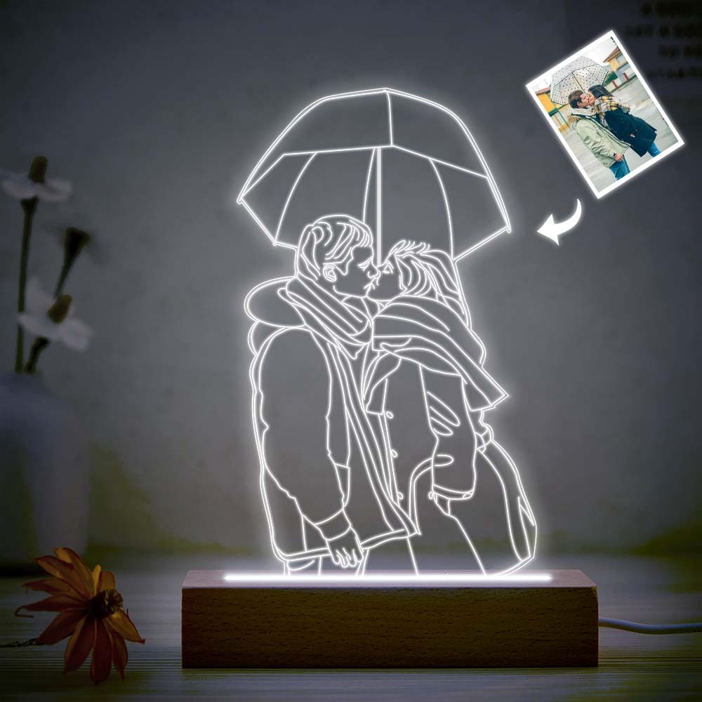 Personalisiertes 3d-foto-nachtlicht, Benutzerdefinierte Lampe, 7 Farben, Acryl-nachtlicht, Jahrestagsgeschenke - meinemondlampe