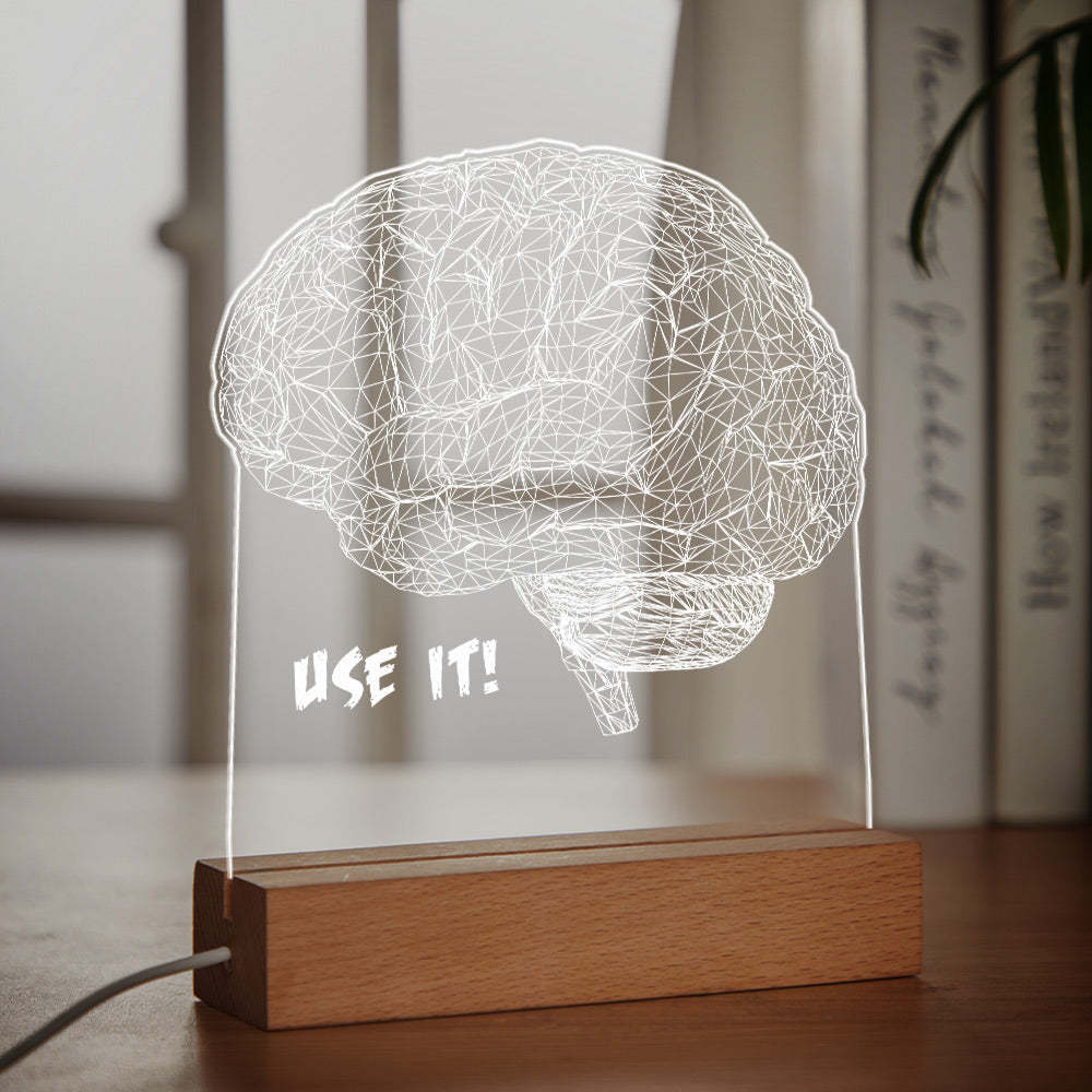 Benutzerdefinierter Name Acryl Nachtlicht Personalisierte Lampe Gehirn Verwenden Sie Es Schreibtischlampe Geschenk Für Kinder Erwachsene - meinemondlampe