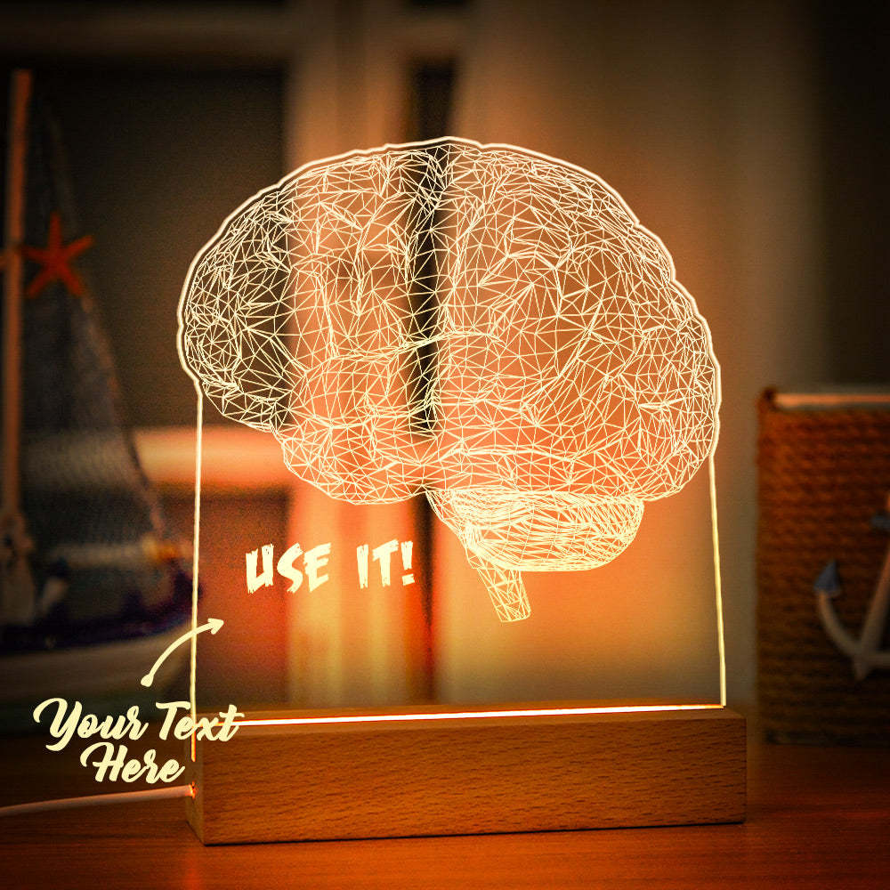 Benutzerdefinierter Name Acryl Nachtlicht Personalisierte Lampe Gehirn Verwenden Sie Es Schreibtischlampe Geschenk Für Kinder Erwachsene - meinemondlampe