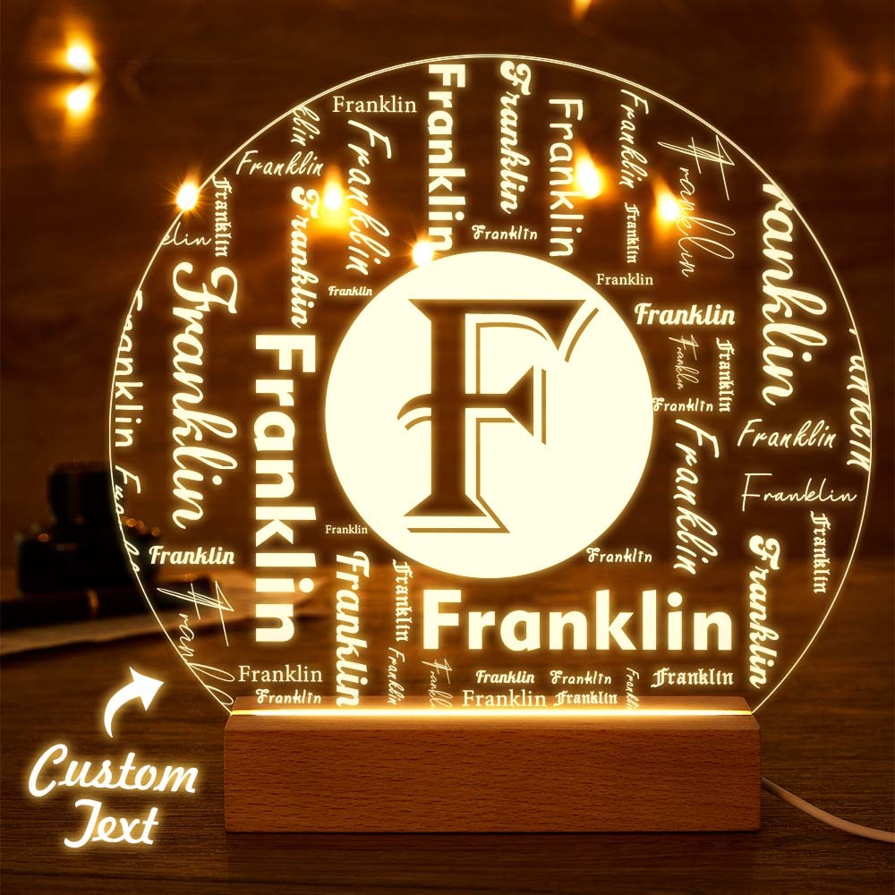Kundenspezifisches Acryl-nachtlicht Personalisiertes Familien-anfangswortkunst-rundes Led-zeichen - meinemondlampe