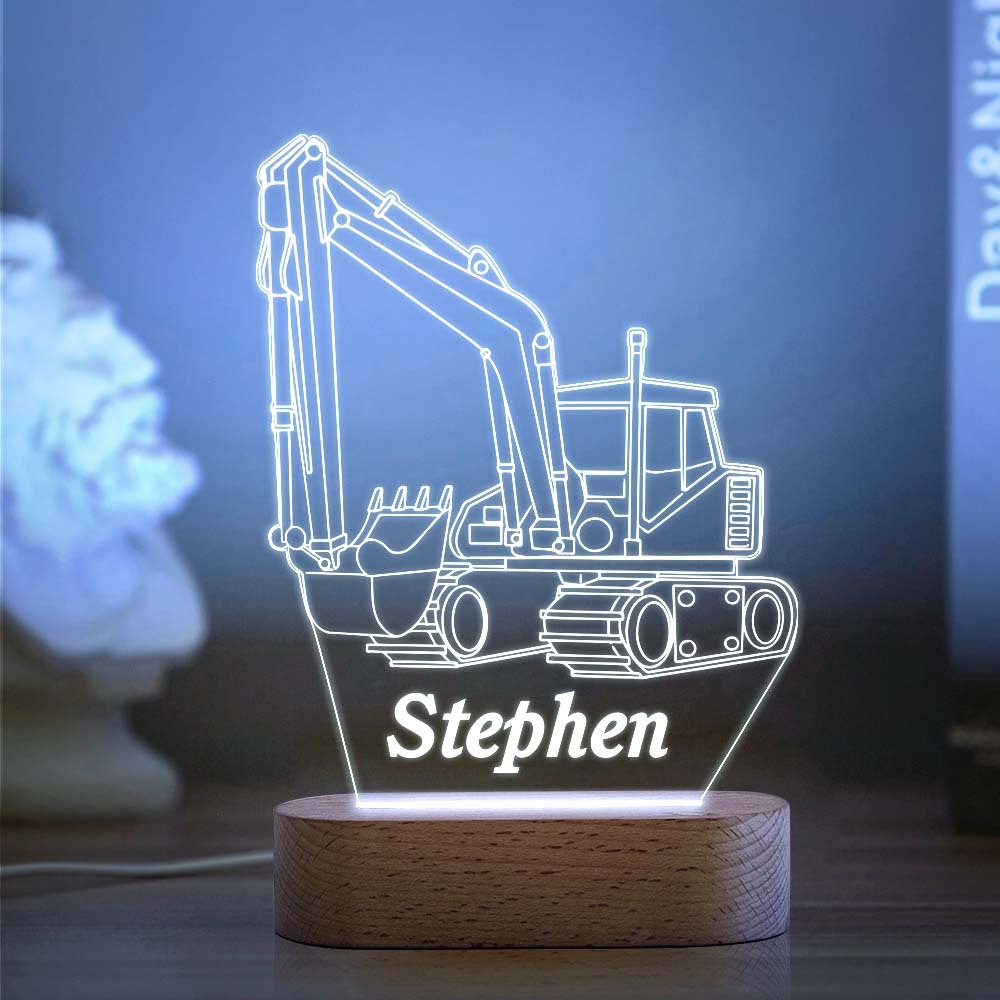 Benutzerdefinierte Name Acryl Nachtlicht Personalisierte Bagger Tier Schreibtischlampe Geschenk Für Kinder Erwachsene - meinemondlampe