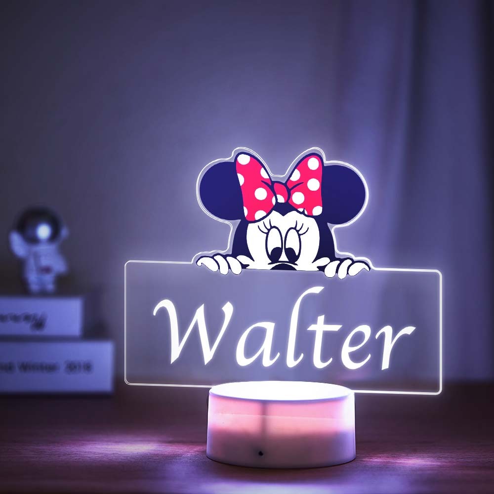 Benutzerdefinierte Minnie Maus Prinzessin Seven Colors Nachtlicht Tisch Schreibtischlampe Für Baby Mädchen - meinemondlampe