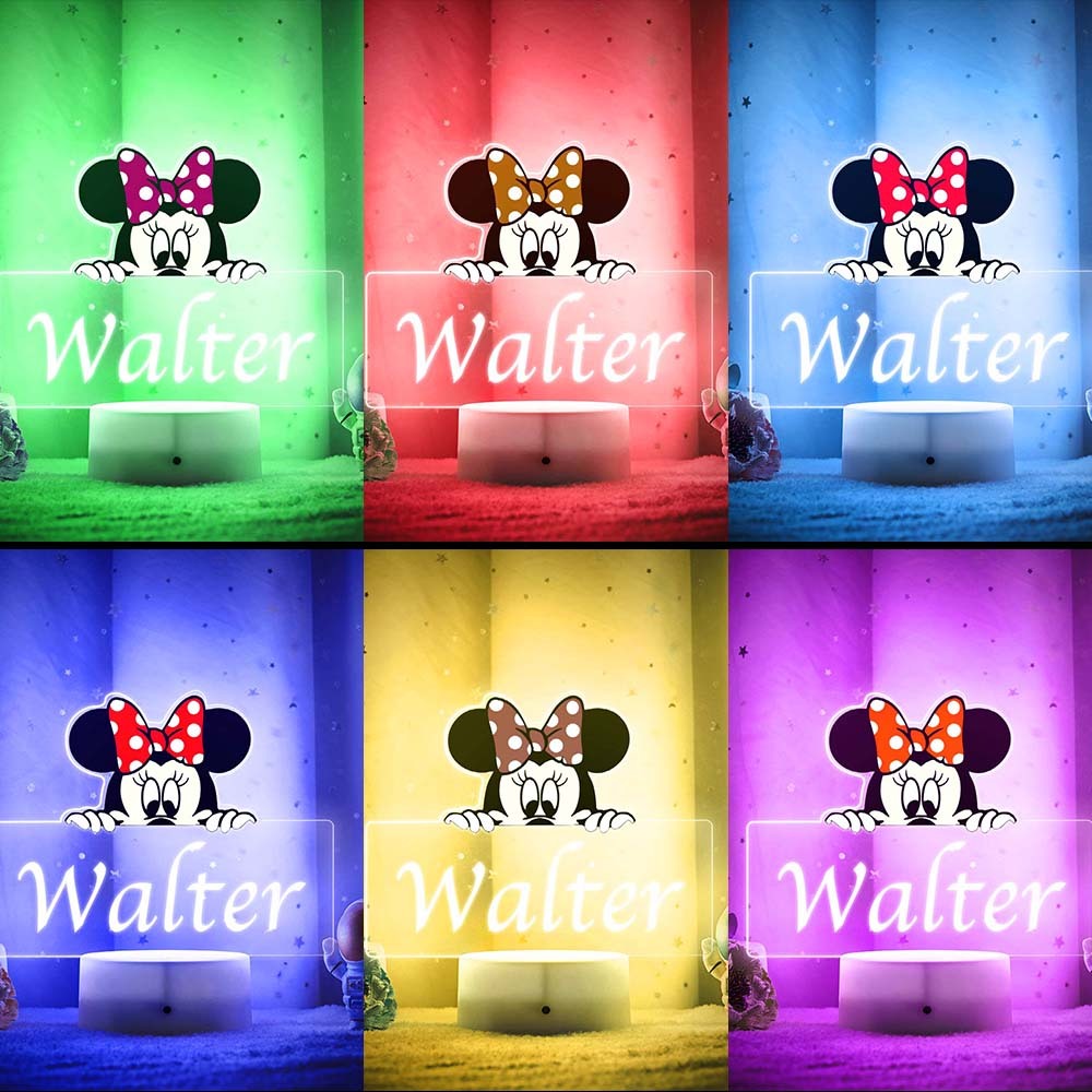 Benutzerdefinierte Minnie Maus Prinzessin Seven Colors Nachtlicht Tisch Schreibtischlampe Für Baby Mädchen - meinemondlampe
