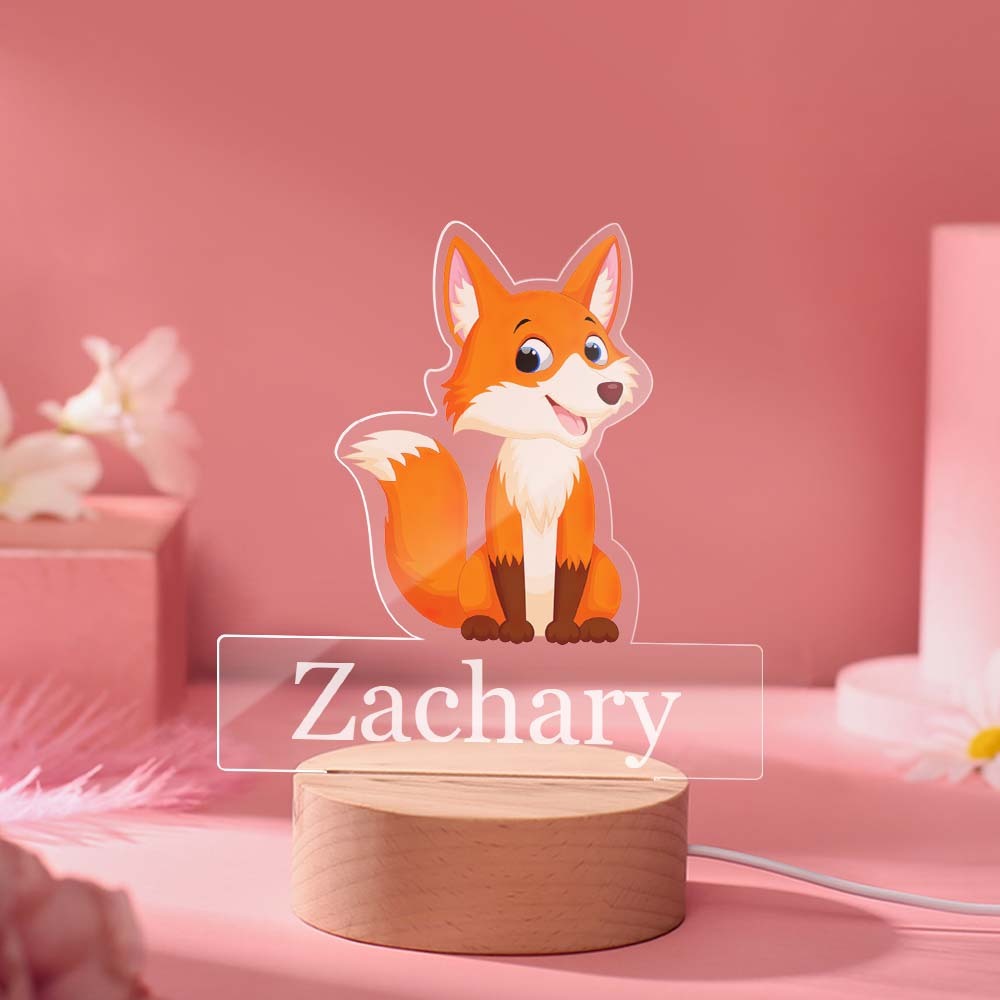 Benutzerdefinierte Fuchs Nachtlicht Mit Personalisierten Namen Kinder Schlafzimmer Kinderzimmer Dekor - meinemondlampe