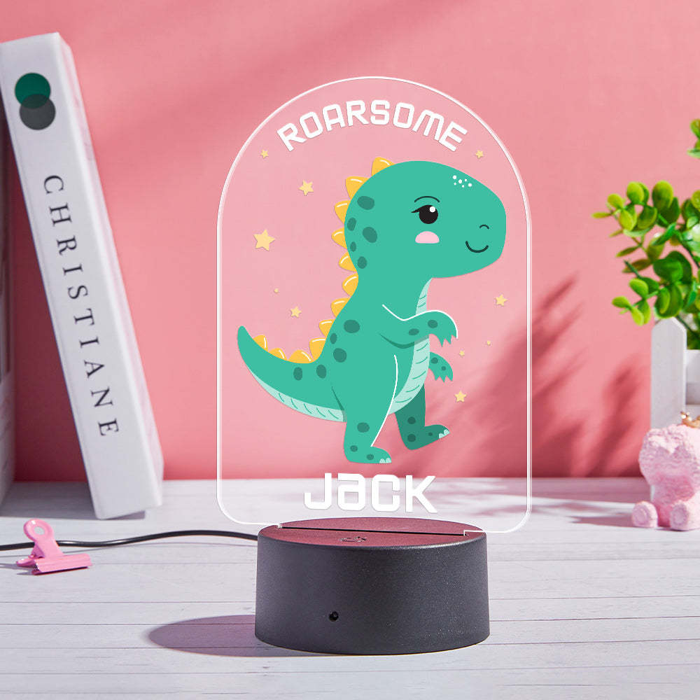 Personalisierte Namenslampe Roarsome Dinosaur Led-farbwechsel-nachtlicht Für Jungen-schlafzimmer-dekor - meinemondlampe