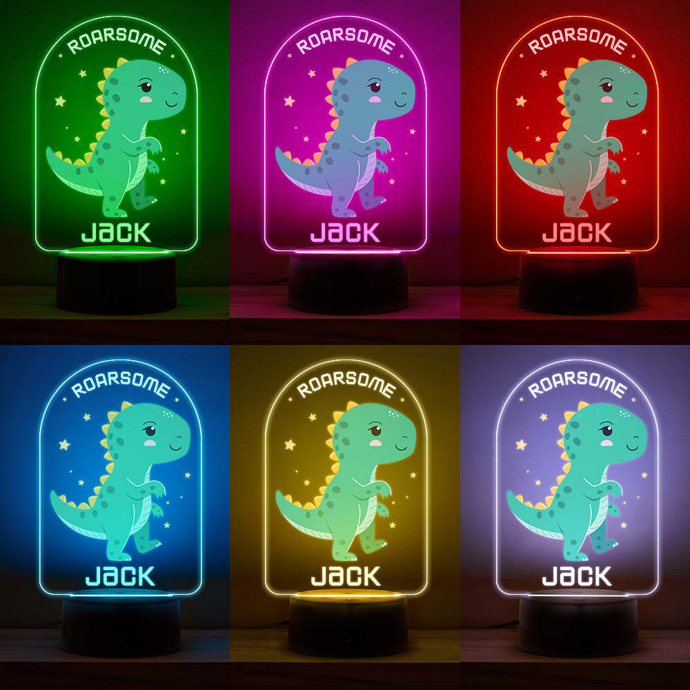 Personalisierte Namenslampe Roarsome Dinosaur Led-farbwechsel-nachtlicht Für Jungen-schlafzimmer-dekor - meinemondlampe