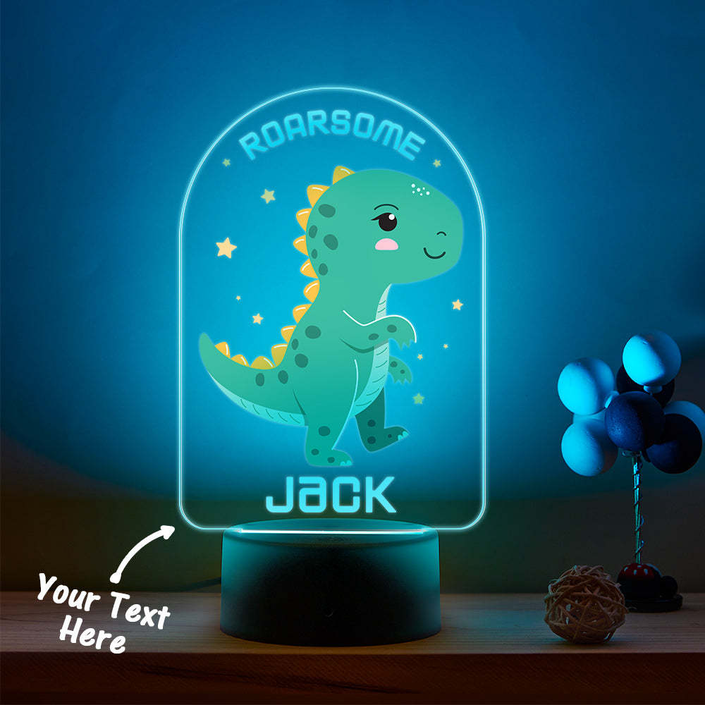 Personalisierte Namenslampe Roarsome Dinosaur Led-farbwechsel-nachtlicht Für Jungen-schlafzimmer-dekor - meinemondlampe