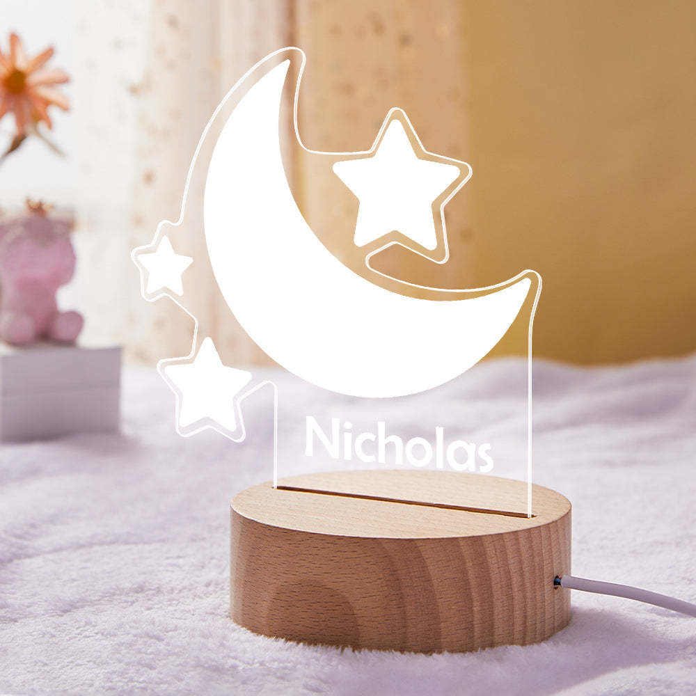 Mond Und Sterne Nachtlicht Custom Name Led Lampe Fee Schlafzimmer Dekor - meinemondlampe