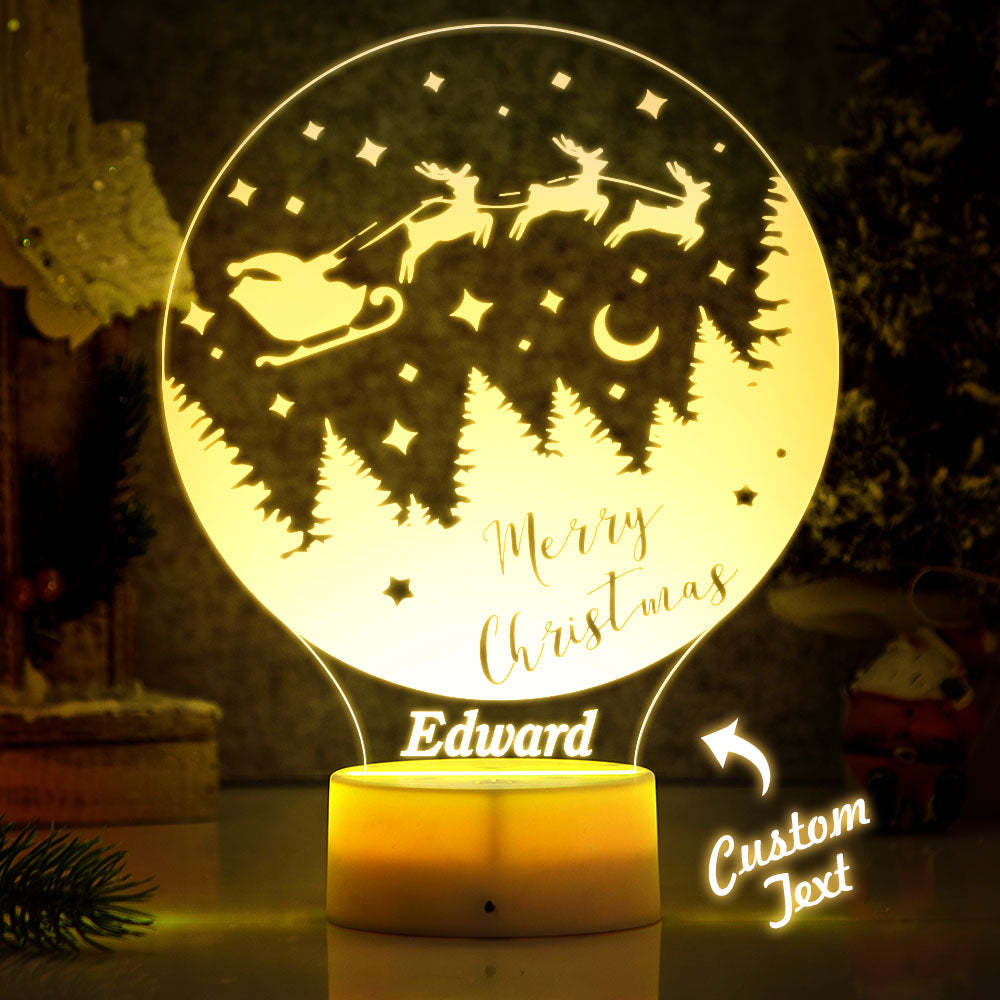 Frohe Weihnachten Led-nachtlampe Personalisiertes Namensschild Für Kinder Weihnachtsgeschenk - meinemondlampe