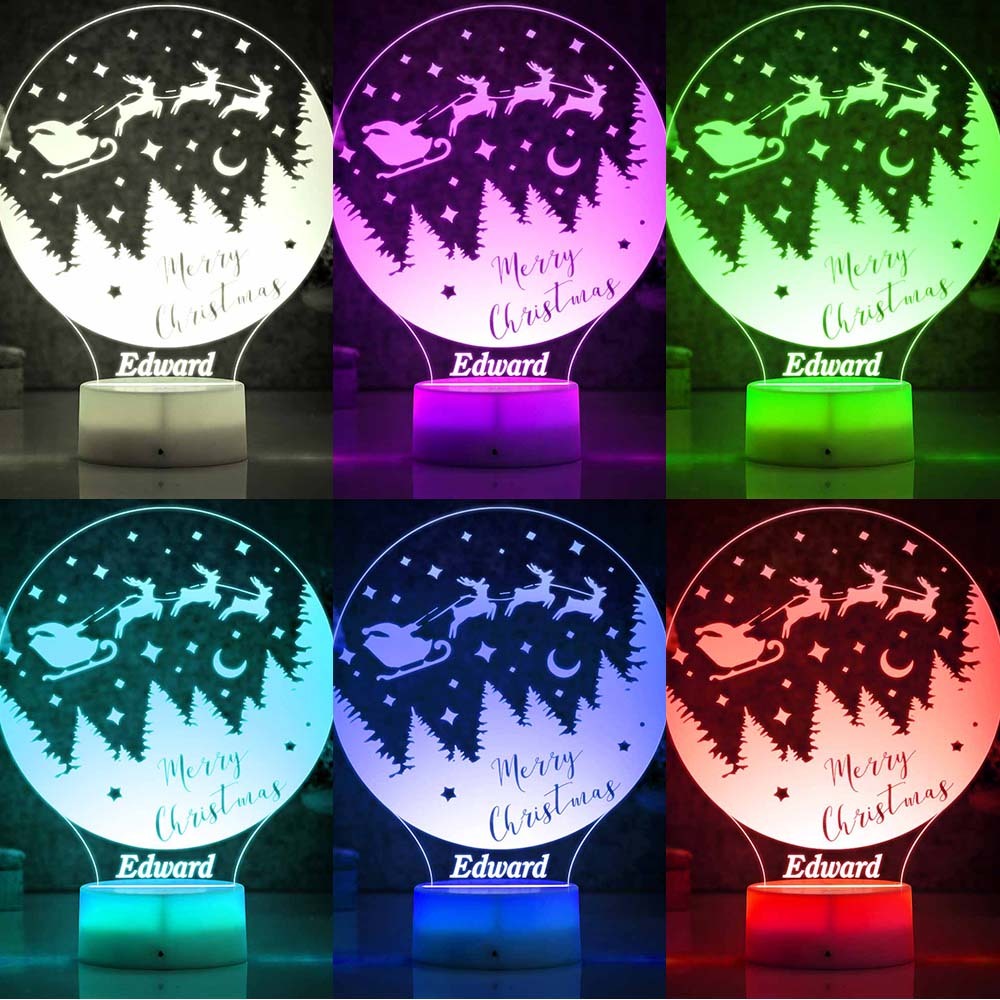 Frohe Weihnachten Led-nachtlampe Personalisiertes Namensschild Für Kinder Weihnachtsgeschenk - meinemondlampe