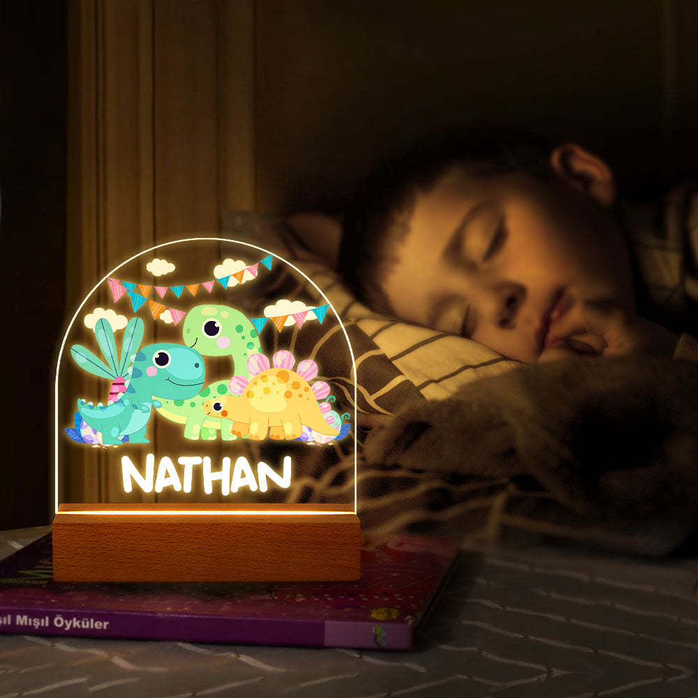 Personalisiertes Led-dinosaurier-kinderzimmer-baby-nachtlicht Für Jungen-schlafzimmer-neugeborenen-geschenke - meinemondlampe
