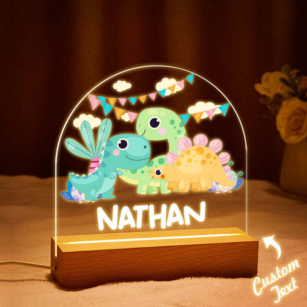 Personalisiertes Led-dinosaurier-kinderzimmer-baby-nachtlicht Für Jungen-schlafzimmer-neugeborenen-geschenke - meinemondlampe
