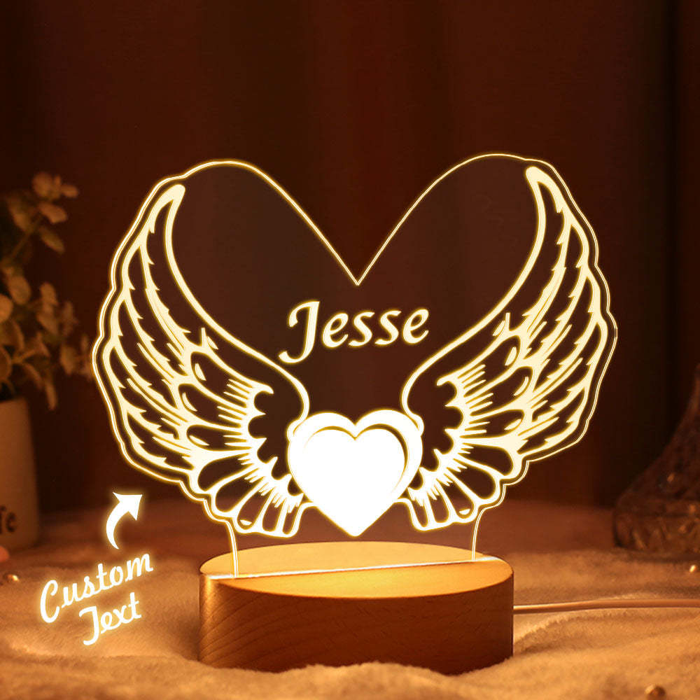 Engels-flügel-nachtlicht-brautjungfern-geschenke Custom Name Engagement Fairy Lights - meinemondlampe