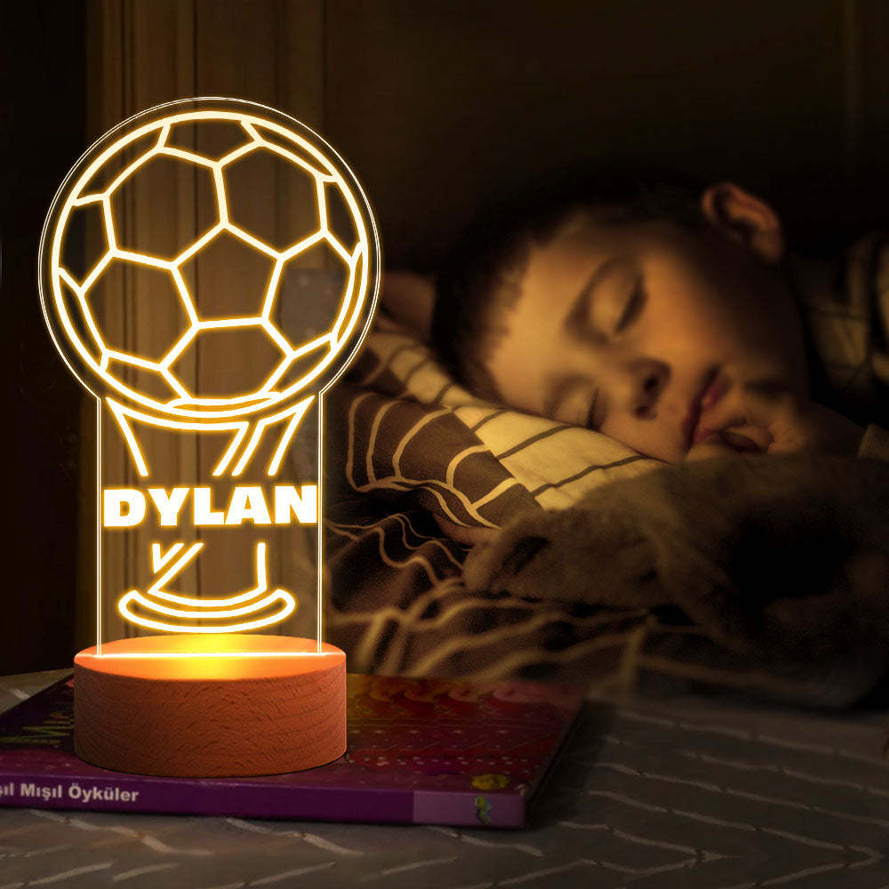 Personalisiertes Led-fußballtrophäen-nachtlicht, Mehrfarbige Jungen-schlafzimmer-dekoration - meinemondlampe