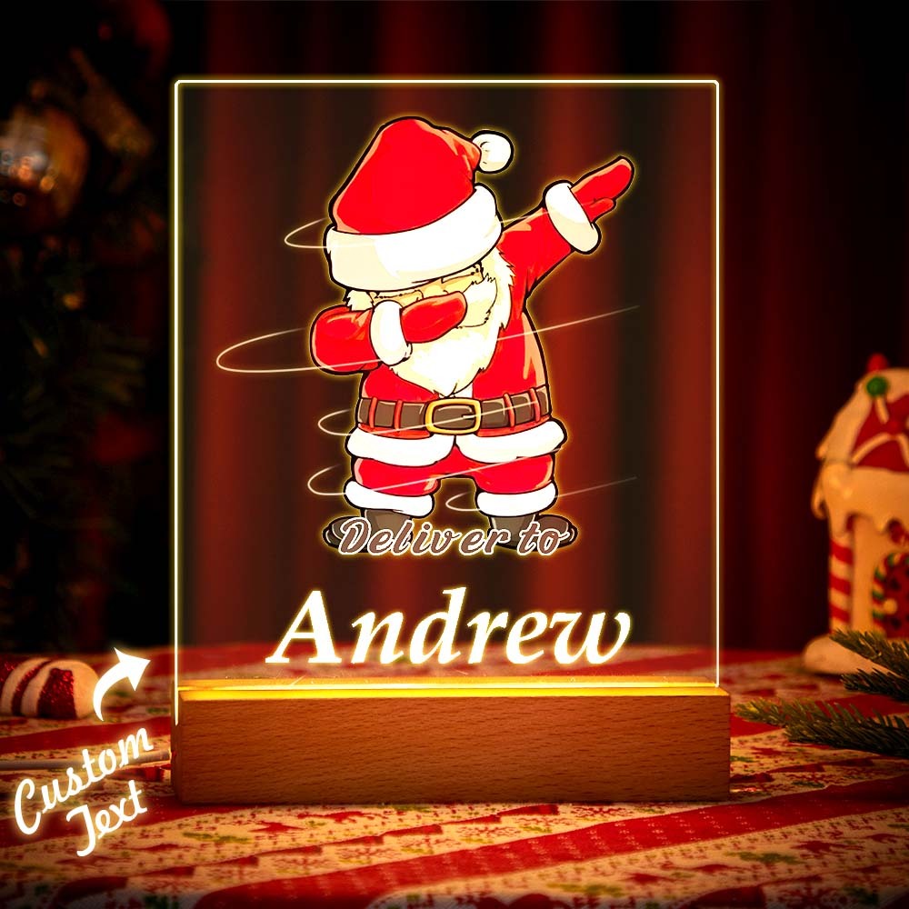 Frohe Weihnachten Personalisierte Led Namenslampe Weihnachtsmann Für Kinder Geschenk - meinemondlampe