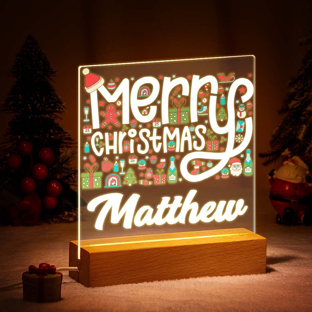 Weihnachts-led-nachtlicht Mit Benutzerdefiniertem Namen Für Familie, Freunde, Schlafzimmer, Tischdekoration - meinemondlampe
