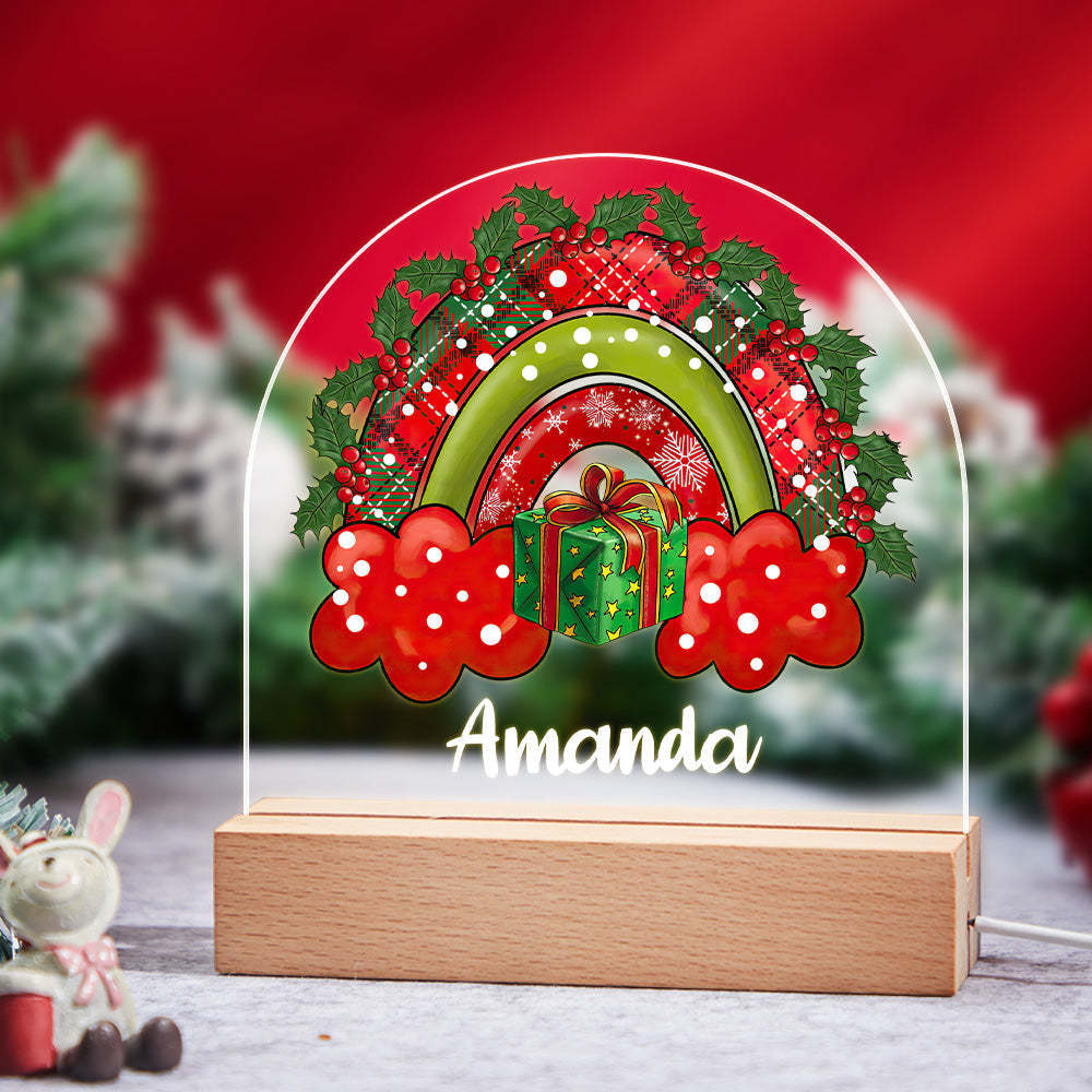 Weihnachtsgrünes Und Rotes Licht Des Regenbogen-kundenspezifischen Namens Led Für Schlafzimmer-dekoration - meinemondlampe