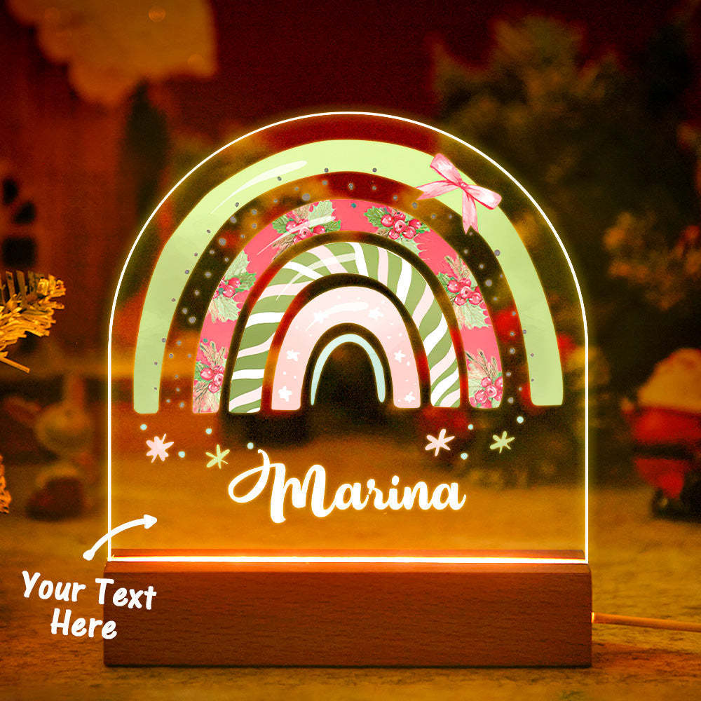 Personalisierte Weihnachtliche Rosa Fliege Led-lampe Für Freunde Mit Namensparty-zubehör - meinemondlampe